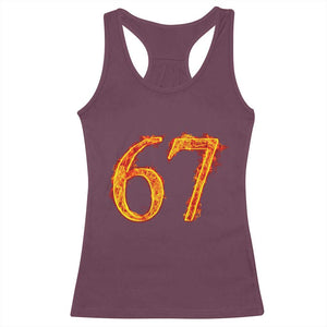 Fire Flame Number 67 Racerback Tank Top Funny Six Seven Gen Alpha Slang Meme Sports Team Jersey TS10 Maroon Print Your Wear