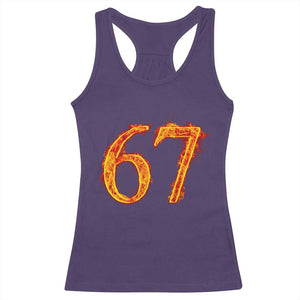 Fire Flame Number 67 Racerback Tank Top Funny Six Seven Gen Alpha Slang Meme Sports Team Jersey TS10 Purple Print Your Wear