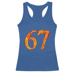 Fire Flame Number 67 Racerback Tank Top Funny Six Seven Gen Alpha Slang Meme Sports Team Jersey TS10 Royal Blue Print Your Wear
