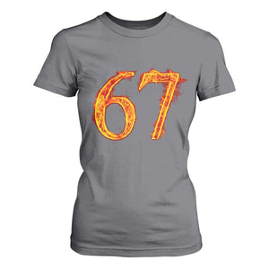 Fire Flame Number 67 T Shirt For Women Funny Six Seven Gen Alpha Slang Meme Sports Team Jersey TS10 Charcoal Print Your Wear