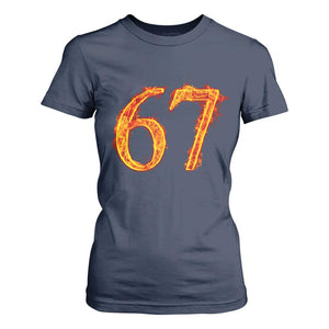 Fire Flame Number 67 T Shirt For Women Funny Six Seven Gen Alpha Slang Meme Sports Team Jersey TS10 Navy Print Your Wear