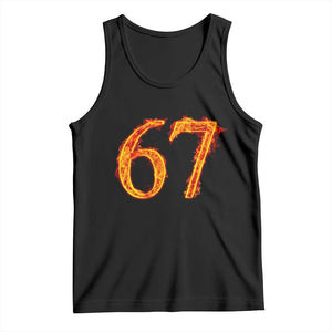 Fire Flame Number 67 Tank Top Funny Six Seven Gen Alpha Slang Meme Sports Team Jersey TS10 Black Print Your Wear