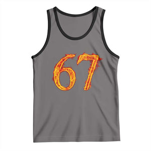 Fire Flame Number 67 Tank Top Funny Six Seven Gen Alpha Slang Meme Sports Team Jersey TS10 Deep Heather Black Print Your Wear