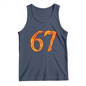 Fire Flame Number 67 Tank Top Funny Six Seven Gen Alpha Slang Meme Sports Team Jersey TS10 Navy Print Your Wear