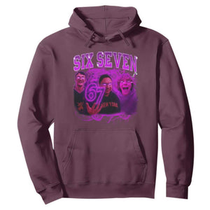 Funny Six Seven 6 7 Meme Hoodie The Mason 67 Kid Bootleg Gen Alpha Slang TS10 Maroon Print Your Wear