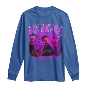 Funny Six Seven 6 7 Meme Long Sleeve Shirt The Mason 67 Kid Bootleg Gen Alpha Slang TS10 Royal Blue Print Your Wear