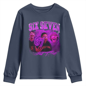 Funny Six Seven 6 7 Meme Youth Sweatshirt The Mason 67 Kid Bootleg Gen Alpha Slang TS10 Navy Print Your Wear