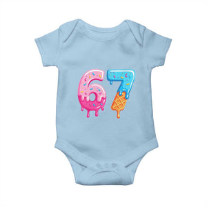 67 Ice Cream Drip Meme Baby Onesie Funny Six Seven Gen Alpha Slang TS10 Light Blue Print Your Wear