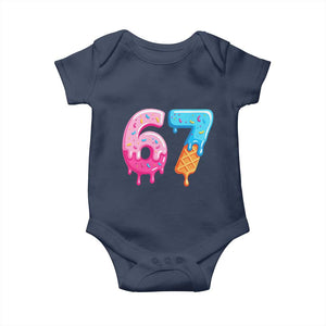 67 Ice Cream Drip Meme Baby Onesie Funny Six Seven Gen Alpha Slang TS10 Navy Print Your Wear