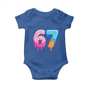 67 Ice Cream Drip Meme Baby Onesie Funny Six Seven Gen Alpha Slang TS10 Royal Blue Print Your Wear