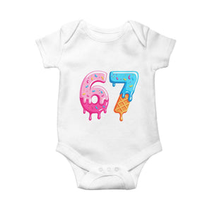 67 Ice Cream Drip Meme Baby Onesie Funny Six Seven Gen Alpha Slang TS10 White Print Your Wear