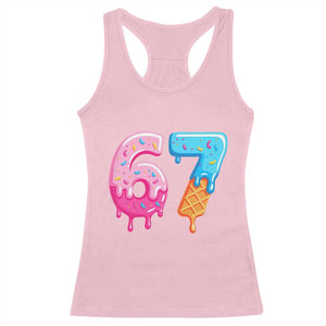 67 Ice Cream Drip Meme Racerback Tank Top Funny Six Seven Gen Alpha Slang TS10 Light Pink Print Your Wear