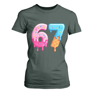 67 Ice Cream Drip Meme T Shirt For Women Funny Six Seven Gen Alpha Slang TS10 Dark Forest Green Print Your Wear