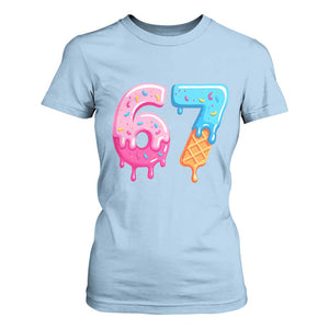 67 Ice Cream Drip Meme T Shirt For Women Funny Six Seven Gen Alpha Slang TS10 Light Blue Print Your Wear