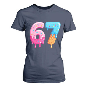 67 Ice Cream Drip Meme T Shirt For Women Funny Six Seven Gen Alpha Slang TS10 Navy Print Your Wear