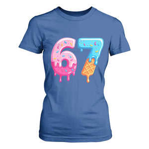 67 Ice Cream Drip Meme T Shirt For Women Funny Six Seven Gen Alpha Slang TS10 Royal Blue Print Your Wear