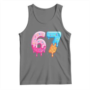 67 Ice Cream Drip Meme Tank Top Funny Six Seven Gen Alpha Slang TS10 Black Heather Print Your Wear