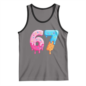 67 Ice Cream Drip Meme Tank Top Funny Six Seven Gen Alpha Slang TS10 Deep Heather Black Print Your Wear
