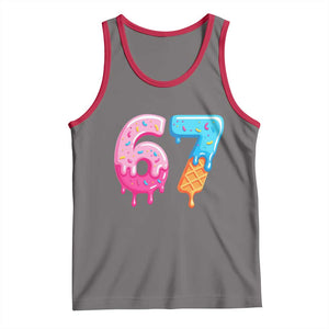 67 Ice Cream Drip Meme Tank Top Funny Six Seven Gen Alpha Slang TS10 Deep Heather Red Print Your Wear