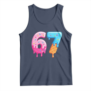 67 Ice Cream Drip Meme Tank Top Funny Six Seven Gen Alpha Slang TS10 Navy Print Your Wear