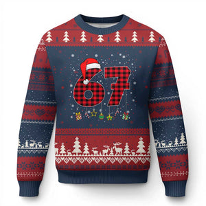 67 Xmas Ugly Christmas Sweater Funny Six Seven 6 7 Meme Gen Alpha Slang TS10 Navy Red Print Your Wear