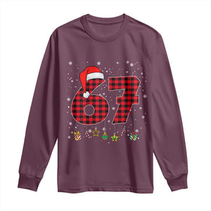 67 Christmas Long Sleeve Shirt Funny Six Seven 6 7 Meme Gen Alpha Slang TS10 Maroon Print Your Wear