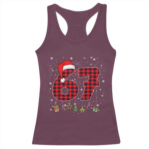 67 Christmas Racerback Tank Top Funny Six Seven 6 7 Meme Gen Alpha Slang TS10 Maroon Print Your Wear