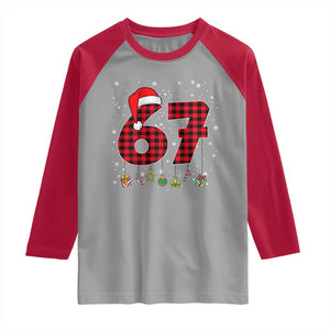 67 Christmas Raglan Shirt Funny Six Seven 6 7 Meme Gen Alpha Slang TS10 Sport Gray Red Print Your Wear