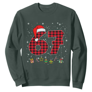 67 Christmas Sweatshirt Funny Six Seven 6 7 Meme Gen Alpha Slang TS10 Dark Forest Green Print Your Wear