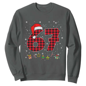 67 Christmas Sweatshirt Funny Six Seven 6 7 Meme Gen Alpha Slang TS10 Dark Heather Print Your Wear