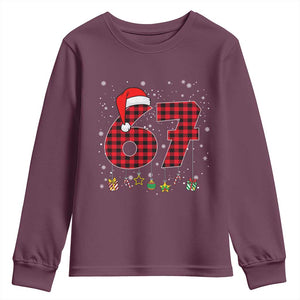 67 Christmas Youth Sweatshirt Funny Six Seven 6 7 Meme Gen Alpha Slang TS10 Maroon Print Your Wear