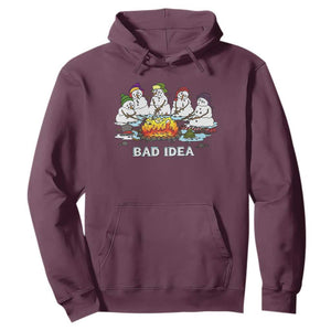 Christmas Snowman Campfire Hoodie Bad Idea Melting Snowman Family Roasting Marshmallows TS10 Maroon Print Your Wear