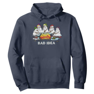 Christmas Snowman Campfire Hoodie Bad Idea Melting Snowman Family Roasting Marshmallows TS10 Navy Print Your Wear