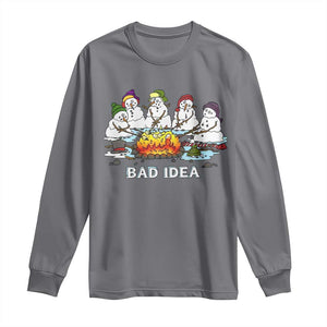 Christmas Snowman Campfire Long Sleeve Shirt Bad Idea Melting Snowman Family Roasting Marshmallows TS10 Charcoal Print Your Wear