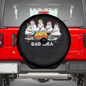 Christmas Snowman Campfire Spare Tire Cover Bad Idea Melting Snowman Family Roasting Marshmallows TS10 Black Print Your Wear