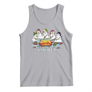 Christmas Snowman Campfire Tank Top Bad Idea Melting Snowman Family Roasting Marshmallows TS10 Athletic Heather Print Your Wear
