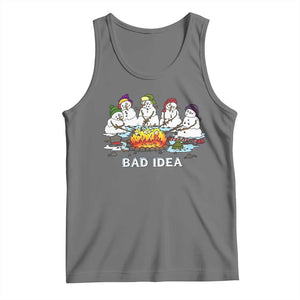 Christmas Snowman Campfire Tank Top Bad Idea Melting Snowman Family Roasting Marshmallows - Print Your Wear