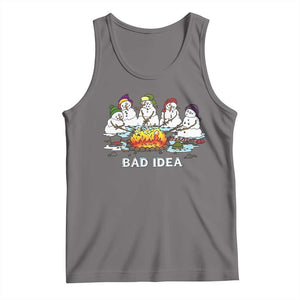 Christmas Snowman Campfire Tank Top Bad Idea Melting Snowman Family Roasting Marshmallows TS10 Deep Heather Print Your Wear
