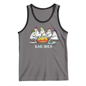 Christmas Snowman Campfire Tank Top Bad Idea Melting Snowman Family Roasting Marshmallows - Print Your Wear