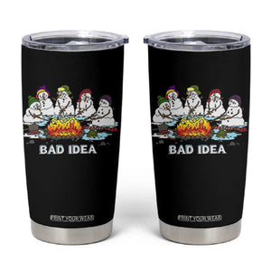 Christmas Snowman Campfire Tumbler Cup Bad Idea Melting Snowman Family Roasting Marshmallows TS10 Black Print Your Wear