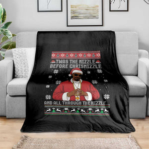 Funny Rapper Christmas Throw Blanket Gangsta Twas the Nizzle Before Chrismizzle Ugly Xmas TS10 Print Your Wear