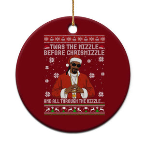 Funny Rapper Christmas Ceramic Ornament Gangsta Twas the Nizzle Before Chrismizzle Ugly Xmas TS10 1pc Red Print Your Wear