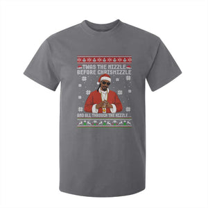 Funny Rapper Christmas T Shirt For Kid Gangsta Twas the Nizzle Before Chrismizzle Ugly Xmas TS10 Charcoal Print Your Wear