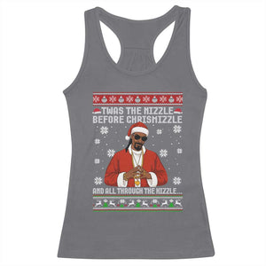 Funny Rapper Christmas Racerback Tank Top Gangsta Twas the Nizzle Before Chrismizzle Ugly Xmas TS10 Charcoal Print Your Wear