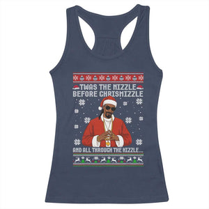 Funny Rapper Christmas Racerback Tank Top Gangsta Twas the Nizzle Before Chrismizzle Ugly Xmas TS10 Navy Print Your Wear