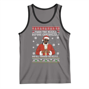 Funny Rapper Christmas Tank Top Gangsta Twas the Nizzle Before Chrismizzle Ugly Xmas TS10 Deep Heather Black Print Your Wear