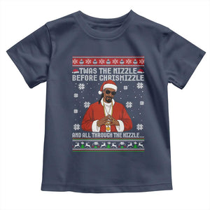 Funny Rapper Christmas Toddler T Shirt Gangsta Twas the Nizzle Before Chrismizzle Ugly Xmas TS10 Navy Print Your Wear