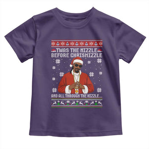 Funny Rapper Christmas Toddler T Shirt Gangsta Twas the Nizzle Before Chrismizzle Ugly Xmas TS10 Purple Print Your Wear