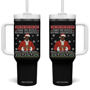 Funny Rapper Christmas Tumbler With Handle Gangsta Twas the Nizzle Before Chrismizzle Ugly Xmas TS10 One Size: 40 oz Black Print Your Wear