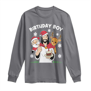 Birthday Boy Jesus Christmas Long Sleeve Shirt Christian Xmas TS10 Charcoal Print Your Wear